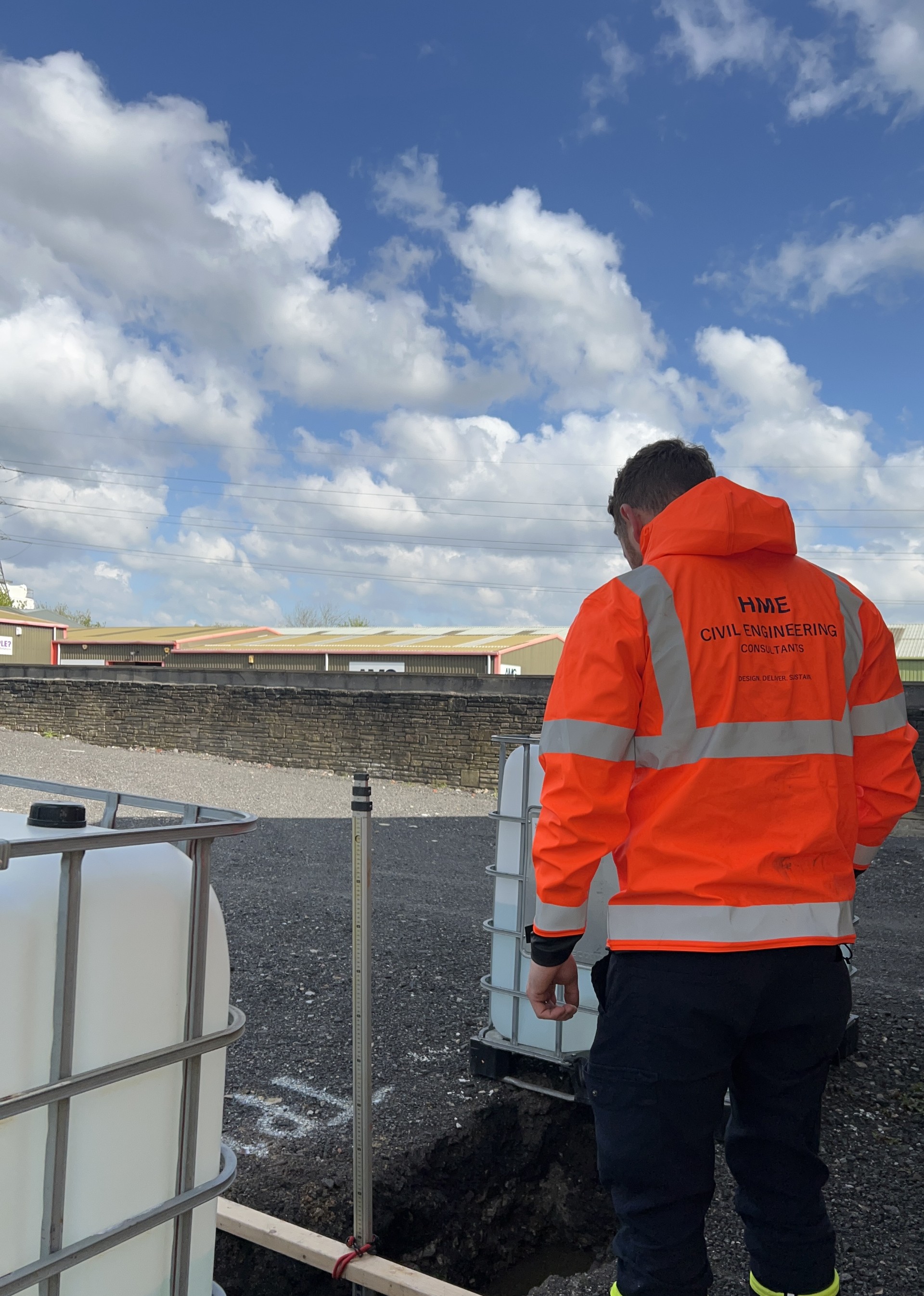 Henry Emsley on site in HME Civil Engineering workwear during a ground investigation